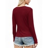 image:imageWIHOLL Womens Ribbed Long Sleeve Lace Trim Fall Tops02  Wine