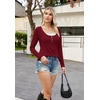 image:imageWIHOLL Womens Ribbed Long Sleeve Lace Trim Fall Tops02  Wine