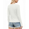 image:imageWIHOLL Womens Ribbed Long Sleeve Lace Trim Fall Tops03  White