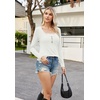 image:imageWIHOLL Womens Ribbed Long Sleeve Lace Trim Fall Tops03  White