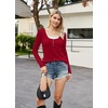 image:imageWIHOLL Womens Ribbed Long Sleeve Lace Trim Fall Tops04  Red