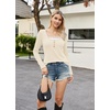 image:imageWIHOLL Womens Ribbed Long Sleeve Lace Trim Fall Tops06  Beige