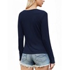image:imageWIHOLL Womens Ribbed Long Sleeve Lace Trim Fall Tops08  Navy