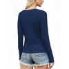 image:imageWIHOLL Womens Ribbed Long Sleeve Lace Trim Fall Tops09  Blue