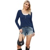 image:imageWIHOLL Womens Ribbed Long Sleeve Lace Trim Fall Tops09  Blue
