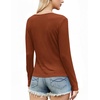 image:imageWIHOLL Womens Ribbed Long Sleeve Lace Trim Fall Tops09  Rust Brown