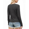 image:imageWIHOLL Womens Ribbed Long Sleeve Lace Trim Fall Tops10  Dark Grey