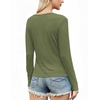 image:imageWIHOLL Womens Ribbed Long Sleeve Lace Trim Fall Tops12  Army Green