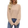image:imageWIHOLL Womens Sweaters Crew Neck Fall Tops Trendy Long Sleeve Shirts Fashion Womens ClothingApricot
