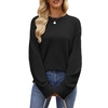 image:imageWIHOLL Womens Sweaters Crew Neck Fall Tops Trendy Long Sleeve Shirts Fashion Womens ClothingBlack