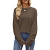 image:imageWIHOLL Womens Sweaters Crew Neck Fall Tops Trendy Long Sleeve Shirts Fashion Womens ClothingBrown