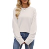 image:imageWIHOLL Womens Sweaters Crew Neck Fall Tops Trendy Long Sleeve Shirts Fashion Womens ClothingClassic White