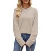 image:imageWIHOLL Womens Sweaters Crew Neck Fall Tops Trendy Long Sleeve Shirts Fashion Womens ClothingGrey Apricot