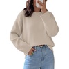image:imageWIHOLL Womens Sweaters Crew Neck Fall Tops Trendy Long Sleeve Shirts Fashion Womens ClothingGrey Apricot