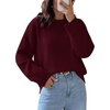 image:imageWIHOLL Womens Sweaters Crew Neck Fall Tops Trendy Long Sleeve Shirts Fashion Womens ClothingWine Red