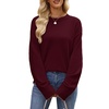 image:imageWIHOLL Womens Sweaters Crew Neck Fall Tops Trendy Long Sleeve Shirts Fashion Womens ClothingWine Red