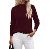 image:imageWIHOLL Womens Sweaters Mock Neck Long Sleeve Tops Fall Outfits Fashion 2026Burgundy