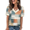 image:imageWIHOLL Womens Tops Boho Summer Outfits 2026 Short Sleeve Shirts with Bottons Beach Vacation Clothes Casual S3XL06plaid