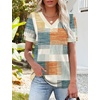 image:imageWIHOLL Womens Tops Boho Summer Outfits 2026 Short Sleeve Shirts with Bottons Beach Vacation Clothes Casual S3XL06plaid