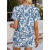 image:imageWIHOLL Womens Tops Boho Summer Outfits 2026 Short Sleeve Shirts with Lace Beach Vacation Clothes Casual S3XL5ethnic Floral