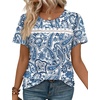 image:imageWIHOLL Womens Tops Boho Summer Outfits 2026 Short Sleeve Shirts with Lace Beach Vacation Clothes Casual S3XL5ethnic Floral