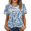 image:imageWIHOLL Womens Tops Boho Summer Outfits 2026 Short Sleeve Shirts with Lace Beach Vacation Clothes Casual S3XL5ethnic Floral