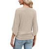 image:imageWIHOLL Womens Tops Dressy Casual 34 Length Sleeve V Neck Fall Fashion 2026Apricot