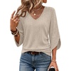 image:imageWIHOLL Womens Tops Dressy Casual 34 Length Sleeve V Neck Fall Fashion 2026Apricot