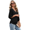 image:imageWIHOLL Womens Tops Dressy Casual 34 Length Sleeve V Neck Fall Fashion 2026Black