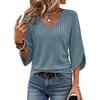 image:imageWIHOLL Womens Tops Dressy Casual 34 Length Sleeve V Neck Fall Fashion 2026Blue