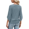 image:imageWIHOLL Womens Tops Dressy Casual 34 Length Sleeve V Neck Fall Fashion 2026Blue