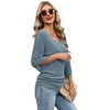 image:imageWIHOLL Womens Tops Dressy Casual 34 Length Sleeve V Neck Fall Fashion 2026Blue