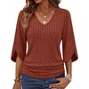image:imageWIHOLL Womens Tops Dressy Casual 34 Length Sleeve V Neck Fall Fashion 2026Caramel