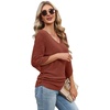 image:imageWIHOLL Womens Tops Dressy Casual 34 Length Sleeve V Neck Fall Fashion 2026Caramel