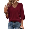 image:imageWIHOLL Womens Tops Dressy Casual 34 Length Sleeve V Neck Fall Fashion 2026Deepred