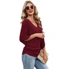 image:imageWIHOLL Womens Tops Dressy Casual 34 Length Sleeve V Neck Fall Fashion 2026Deepred