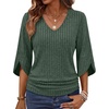 image:imageWIHOLL Womens Tops Dressy Casual 34 Length Sleeve V Neck Fall Fashion 2026Green