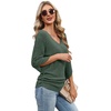 image:imageWIHOLL Womens Tops Dressy Casual 34 Length Sleeve V Neck Fall Fashion 2026Green
