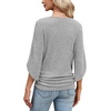 image:imageWIHOLL Womens Tops Dressy Casual 34 Length Sleeve V Neck Fall Fashion 2026Grey