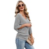 image:imageWIHOLL Womens Tops Dressy Casual 34 Length Sleeve V Neck Fall Fashion 2026Grey