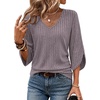 image:imageWIHOLL Womens Tops Dressy Casual 34 Length Sleeve V Neck Fall Fashion 2026Grey01