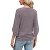 image:imageWIHOLL Womens Tops Dressy Casual 34 Length Sleeve V Neck Fall Fashion 2026Grey01