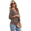 image:imageWIHOLL Womens Tops Dressy Casual 34 Length Sleeve V Neck Fall Fashion 2026Khaki