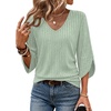 image:imageWIHOLL Womens Tops Dressy Casual 34 Length Sleeve V Neck Fall Fashion 2026Lightgreen
