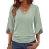 image:imageWIHOLL Womens Tops Dressy Casual 34 Length Sleeve V Neck Fall Fashion 2026Lightgreen