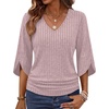 image:imageWIHOLL Womens Tops Dressy Casual 34 Length Sleeve V Neck Fall Fashion 2026Pink