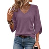 image:imageWIHOLL Womens Tops Dressy Casual 34 Length Sleeve V Neck Fall Fashion 2026Purple