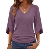 image:imageWIHOLL Womens Tops Dressy Casual 34 Length Sleeve V Neck Fall Fashion 2026Purple
