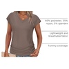 image:imageWIHOLL Womens V Neck Ruched Cap Sleeve T ShirtCoffee