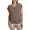 image:imageWIHOLL Womens V Neck Ruched Cap Sleeve T ShirtCoffee